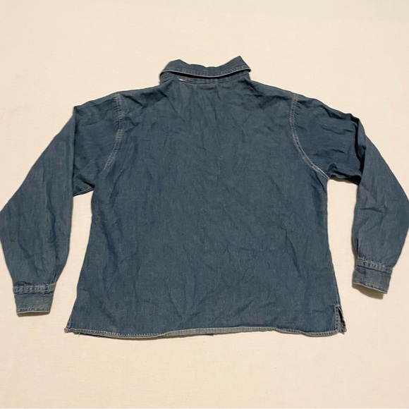 Cabin Creek Long Sleeve Button Up Denim Jeans Shirt Womens Size L Petites - Picture 10 of 16